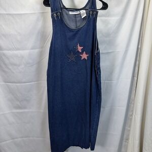 🇺🇸 Smart Objects - Embroidered American Flag Stars Denim Dress - Size Large